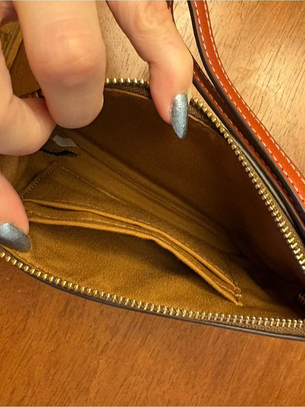 Coach wristlet brown